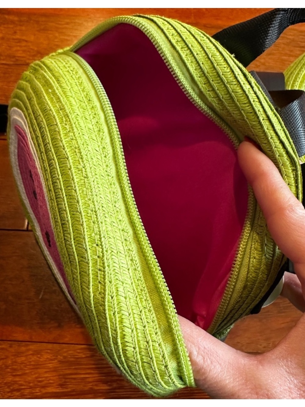 Kids Pink & Green Watermelon Straw Backpack and Adjustable Hat Set - Sz 3-5T - Picture 6 of 14